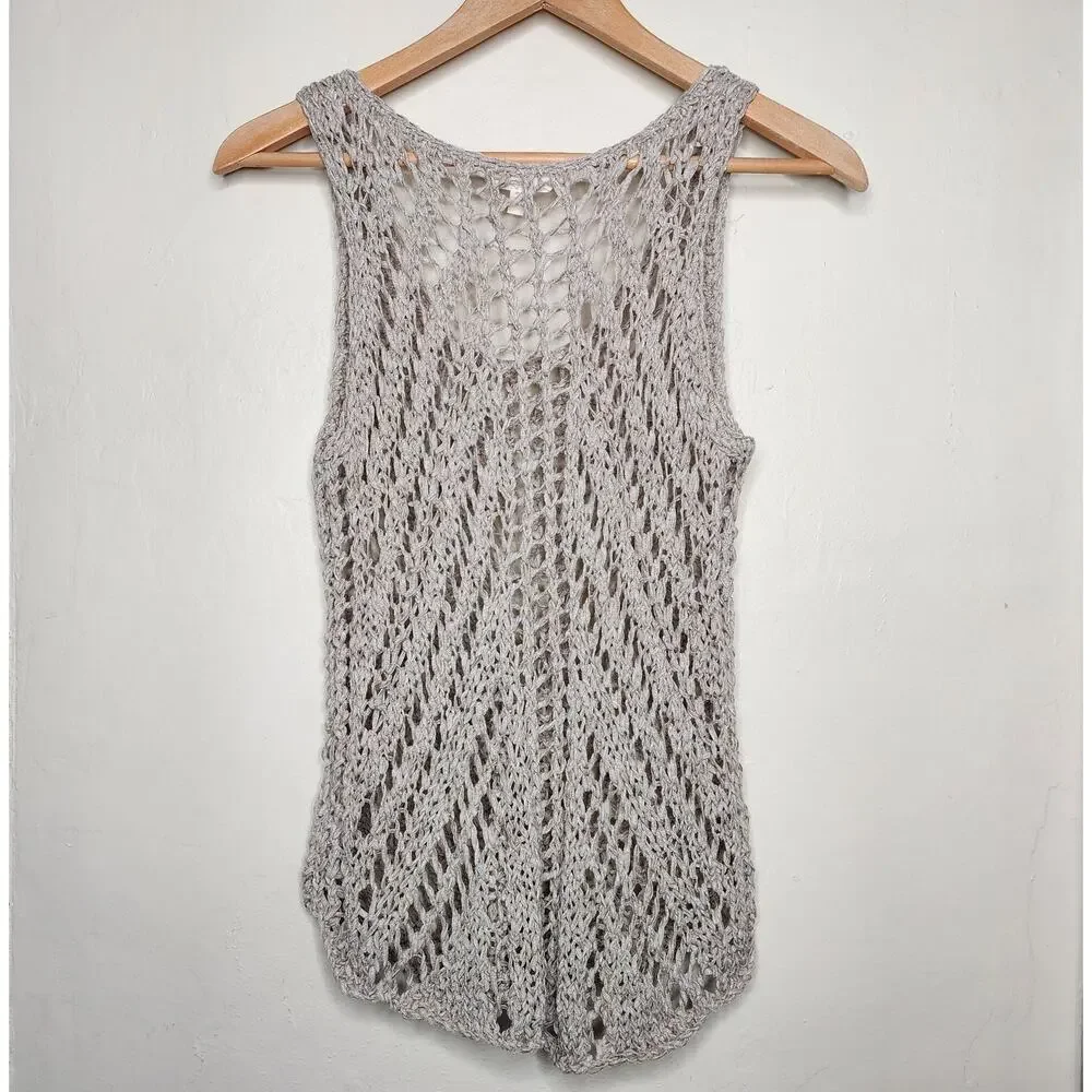 Eileen Fisher Linen Tape Open Knit Tank Women's Size Small Petite